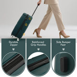 Merax Luggage Sets,Hardcase Suitcase with Bags,6 Piece Lightweight Carry on Luggagewith Double Spinner Wheels Lock,16+20+24+28 inches,Dark Green
