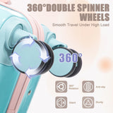 Merax Luggage,Lightweight Durable Carry On Suitcase Set with Spinner Wheels,2 Piece 20 Inch Luggage with 14 Inch Cosmetic Case for Travel,Blue+Pink