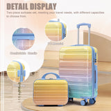 Merax PC+ABS 20" Carry - On Luggage Set with Detachable Makeup Case Compact & Flight Approved, Rainbow