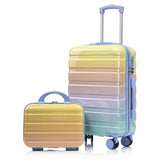 Merax PC+ABS 20" Carry - On Luggage Set with Detachable Makeup Case Compact & Flight Approved, Rainbow