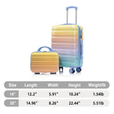 Merax PC+ABS 20" Carry - On Luggage Set with Detachable Makeup Case Compact & Flight Approved, Rainbow