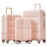 Merax Set Airline Certified Carry - on Luggage with Cup Holder, ABS Hardside with Spinner Wheels, Pink, 20/24/28 Inch