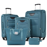 Merax Softside Luggage Set, 5 Piece Expandable Travel Suitcase Set with Spinner Wheels and TSA Lock,22" 26" 30"(Green)