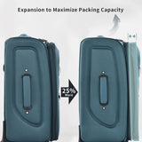 Merax Softside Luggage Set, Travel Suitcase Expandable Lightweight, 3 Piece Luggage Sets with Spinner Wheels 22" 26" 30" Suitcase with TSA Lock (Blue Green)
