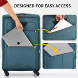 Merax Softside Luggage Set, Travel Suitcase Expandable Lightweight, 3 Piece Luggage Sets with Spinner Wheels 22" 26" 30" Suitcase with TSA Lock (Blue Green)