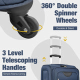 Merax Softside Luggage Set with Duffel Bag Expandable 3 - Piece Suitcases Spinner Wheels TSA Lock Lightweight Travel Set Easy Access Pockets Premium 610D Fabric (Softside, Dark Blue, (20/24/28/DB/TB))