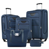 Merax Softside Luggage Set with Duffel Bag Expandable 3 - Piece Suitcases Spinner Wheels TSA Lock Lightweight Travel Set Easy Access Pockets Premium 610D Fabric (Softside, Dark Blue, (20/24/28/DB/TB))