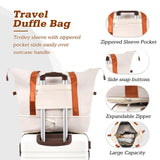 Merax Suitcase Set 28 inches Expandable Luggage with TSA Lock Spinner Wheels Hardshell Lightweight Vintage Luggage with Travel Bag,White