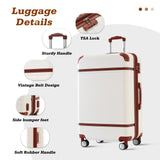 Merax Suitcase Set 28 inches Expandable Luggage with TSA Lock Spinner Wheels Hardshell Lightweight Vintage Luggage with Travel Bag,White