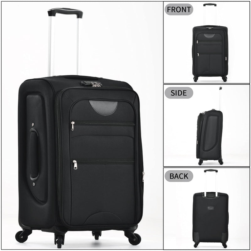 Merax Suitcase Set Softside 3 - Piece Expandable Luggage with TSA Lock Spinner Wheels Lightweight Upright Luggage with Travel Bag(22/26/30 IN, Black)