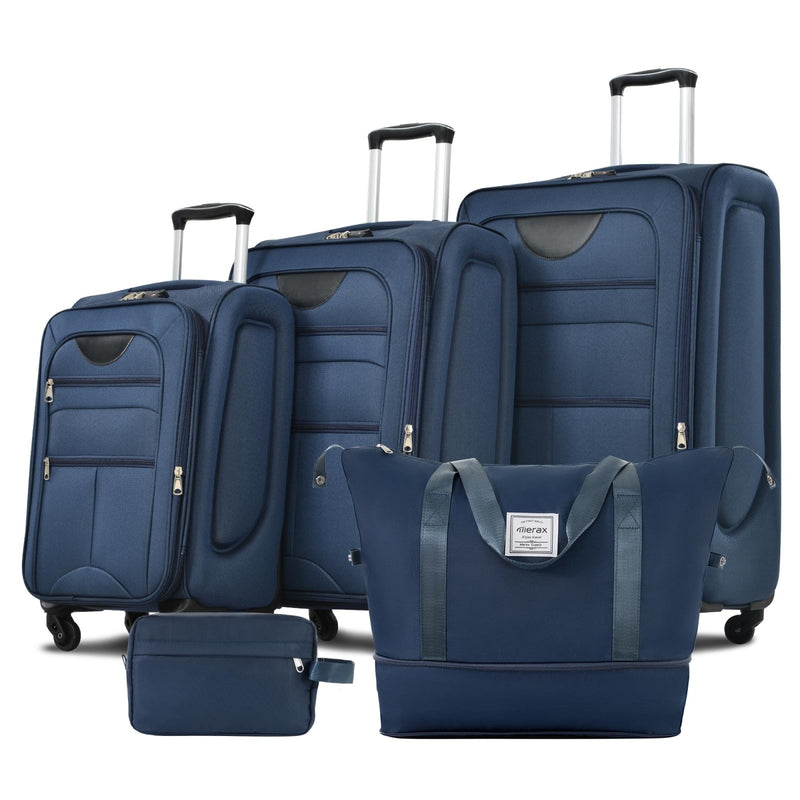 Merax Suitcase Set Softside 3 - Piece Expandable Luggage with TSA Lock Spinner Wheels Lightweight Upright Luggage with Travel Bag(22/26/30 IN, Deep Blue)