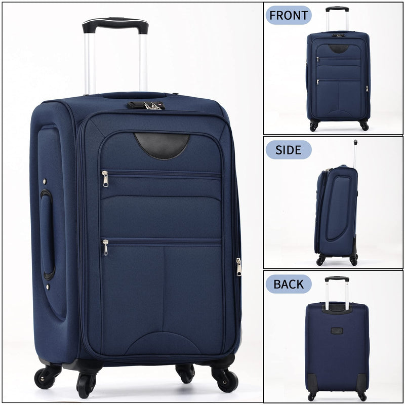 Merax Suitcase Set Softside 3 - Piece Expandable Luggage with TSA Lock Spinner Wheels Lightweight Upright Luggage with Travel Bag(22/26/30 IN, Deep Blue)