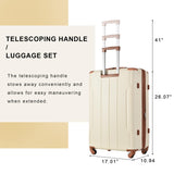 Merax Suitcases With Wheels Hardside Luggage Sets 3 Piece, Expandable And Lightweight, Travel Suitcases For Woman And Man (White Brown)