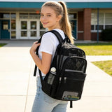 Mesh Backpack for School Beach Heavy Duty Net Bookbag for Girls Boys, Black