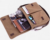 Messenger bag for Men, Canvas Crossbody Bag Travel Shoulder Bag for Women, Vintage Messenger Satchel Bag 13.7 x 10.5 x 3 inch (Coffee)