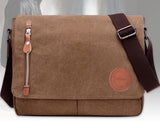 Messenger bag for Men, Canvas Crossbody Bag Travel Shoulder Bag for Women, Vintage Messenger Satchel Bag 13.7 x 10.5 x 3 inch (Coffee)