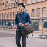 Messenger Bag for men Laptop Bag UnisexRetro Canvas Bag14 - 15.6 inches Casual single shoulder bag For Work College Travel (black)