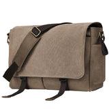 Messenger Bag for men Laptop Bag UnisexRetro Canvas Bag14 - 15.6 inches Casual single shoulder bag For Work College Travel (Brown)