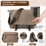 Messenger Bag for men Laptop Bag UnisexRetro Canvas Bag14 - 15.6 inches Casual single shoulder bag For Work College Travel (Brown)