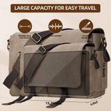 Messenger Bag for men Laptop Bag UnisexRetro Canvas Bag14 - 15.6 inches Casual single shoulder bag For Work College Travel (Brown)