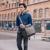 Messenger Bag for men Laptop Bag UnisexRetro Canvas Bag14 - 15.6 inches Casual single shoulder bag For Work College Travel (grey)