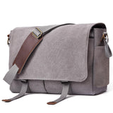 Messenger Bag for men Laptop Bag UnisexRetro Canvas Bag14-15.6 inches Casual single shoulder bag For Work College Travel (grey)