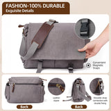 Messenger Bag for men Laptop Bag UnisexRetro Canvas Bag14 - 15.6 inches Casual single shoulder bag For Work College Travel (grey)