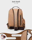 Messenger Bag for Men Small Sling Crossbody Backpack for Men Women Canvas Strap Backpack for Working Hiking Cycling Travel, Khaki