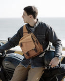 Messenger Bag for Men Small Sling Crossbody Backpack for Men Women Canvas Strap Backpack for Working Hiking Cycling Travel, Khaki