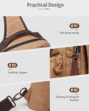 Messenger Bag for Men Small Sling Crossbody Backpack for Men Women Canvas Strap Backpack for Working Hiking Cycling Travel, Khaki