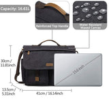 Messenger Bag for Men, VASCHY Vintage Water Resistant Waxed Canvas Satchel 15.6 inch Laptop Briefcase Shoulder Bag with Padded Shoulder Strap Gray