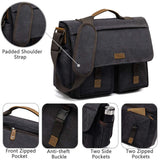 Messenger Bag for Men, VASCHY Vintage Water Resistant Waxed Canvas Satchel 15.6 inch Laptop Briefcase Shoulder Bag with Padded Shoulder Strap Gray
