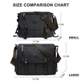 Messenger Bag for Men, Water Resistant Unisex Classic Vintage Canvas Shoulder Bag,15.6 Inch Laptop Bag, School Bookbag, Black - Large