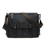 Messenger Bag for Men, Water Resistant Unisex Classic Vintage Canvas Shoulder Bag,15.6 Inch Laptop Bag, School Bookbag, Black-Large