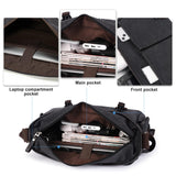 Messenger Bag for Men, Water Resistant Unisex Classic Vintage Canvas Shoulder Bag,15.6 Inch Laptop Bag, School Bookbag, Black - Large