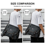 Messenger Bag for Men, Water Resistant Unisex Classic Vintage Canvas Shoulder Bag,15.6 Inch Laptop Bag, School Bookbag, Black - Large