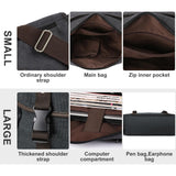 Messenger Bag for Men, Water Resistant Unisex Classic Vintage Canvas Shoulder Bag,15.6 Inch Laptop Bag, School Bookbag, Black - Large