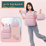 Mfikaryi Kids Girls Backpack with Lunch Box Cute Girls Bookbag for School Backpack Lunch Box Combo