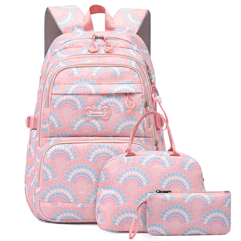 Mfikaryi Kids Girls Backpack with Lunch Box Cute Girls Bookbag for School Backpack Lunch Box Combo