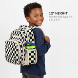 mibasies Corduroy Toddler Backpack for Boys 2 - 4: Little Kids Backpacks for Preschool Prek Daycare - Cute 12 Inch Bookbag - Black Checkered