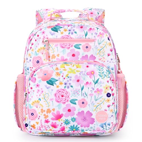 mibasies Kids Backpack for Girls: Girls Backpack 5-8 - Kindergarten Elementary School Bookbag for Girl - Flower Pink | Backpacks4Less