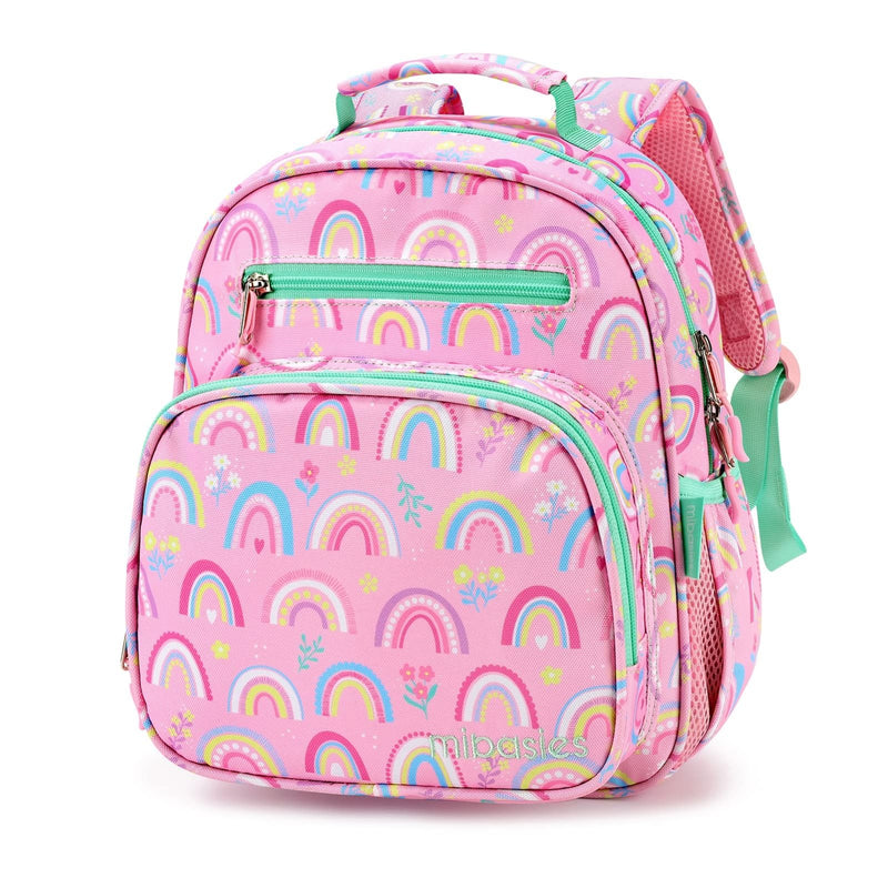 mibasies Toddler Backpack for Girls 2 - 4: Cute Kids Backpacks for Girls - Preschool Kindergarten Backpack - Rainbow Pink