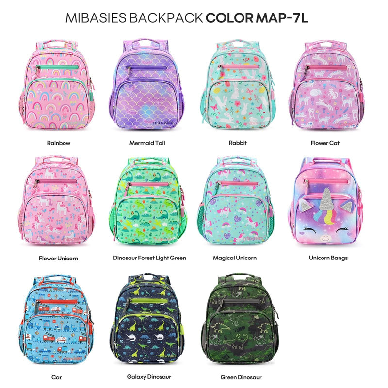 mibasies Toddler Backpack for Girls 2 - 4: Cute Kids Backpacks for Girls - Preschool Kindergarten Backpack - Rainbow Pink