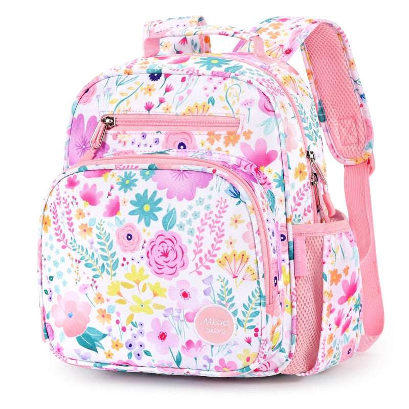 mibasies Toddler Backpack for Girls 2 - 4: Preschool Kindergarten Backpack - Cute Kids Backpacks for Girls - Flower Pink