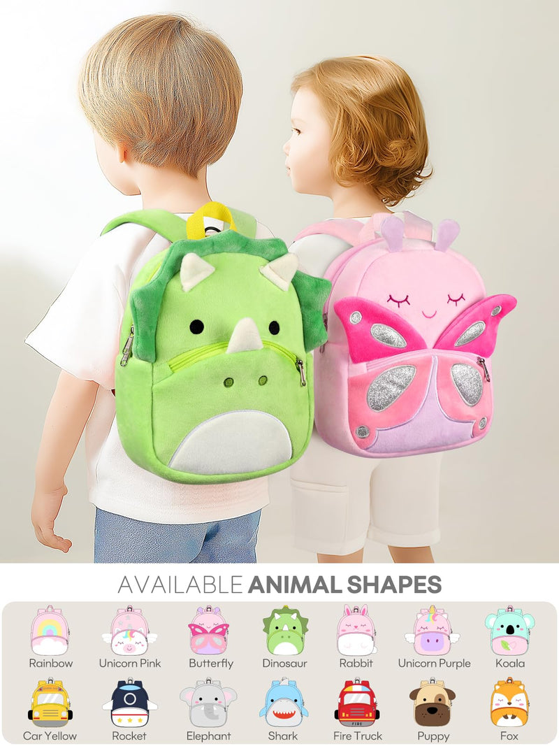 mibasies Toddler Backpacks for Girls 2 - 4: Cute Butterfly Plush Backpack - 3D Animal Cartoon Mini Travel Bag - 10 inch Backpack Leash for Toddlers 1 - 3