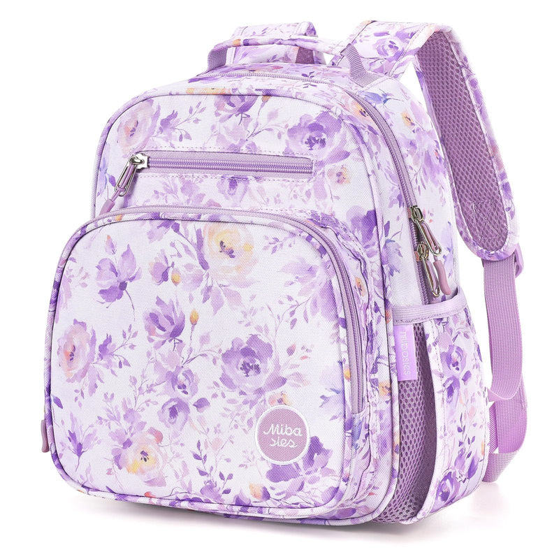 mibasies Toddler Backpacks for Girls 2 - 4: Little Kid Bookbag for Preschool Prek Daycare Purple Flower