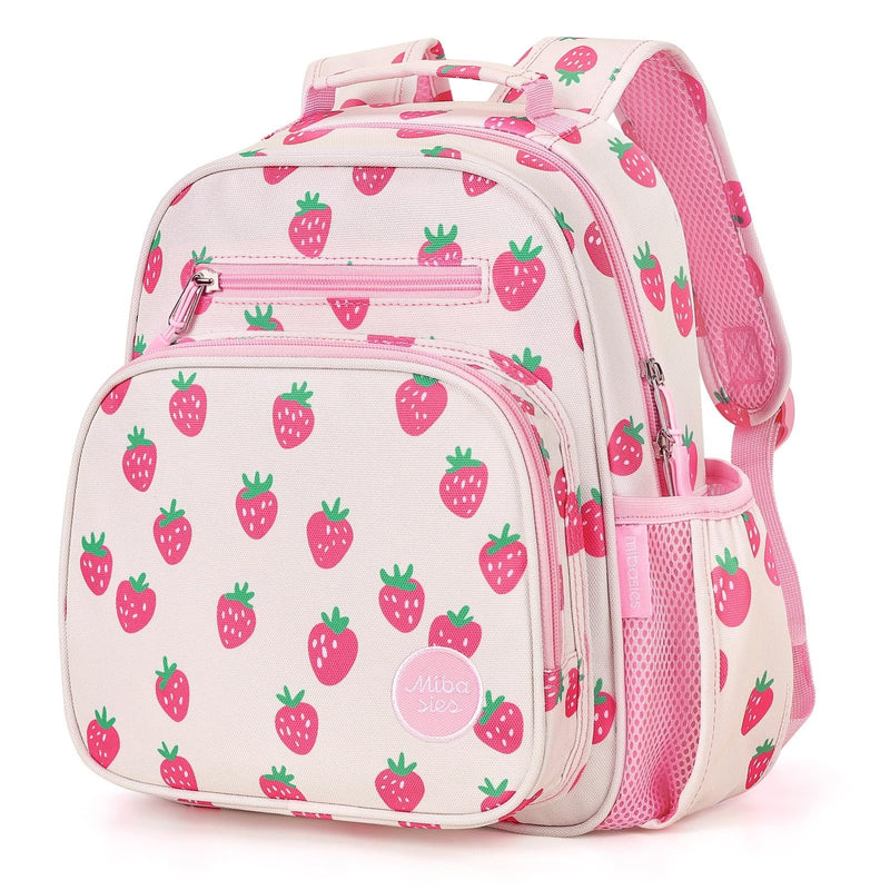 mibasies Toddler Backpacks for Girls 2 - 4: Little Kid Bookbag for Preschool Prek Daycare Strawberry Pink