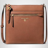 Michael Kors Jet Set Charm Small Flat Crossbody Bag, Gold - Tone Hardware/Luggage, One Size