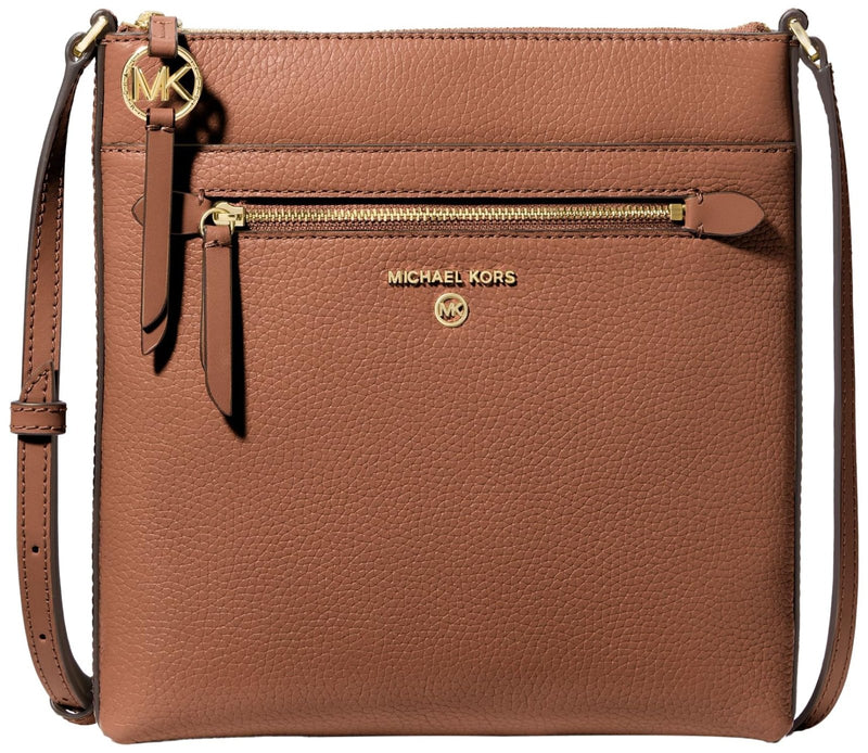 Michael Kors Jet Set Charm Small Flat Crossbody Bag, Gold - Tone Hardware/Luggage, One Size