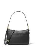 Michael Kors Jet Set Medium Top Zip Pochette Crossbody Bag, Gold-Tone Hardware/Pebble Leather/Black